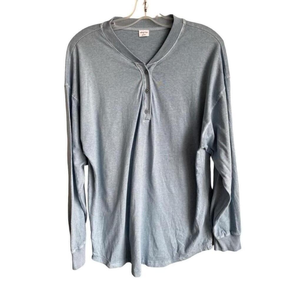 Wilfred Free Aritzia Mens Quarter Button Blue Long Sleeve Small S